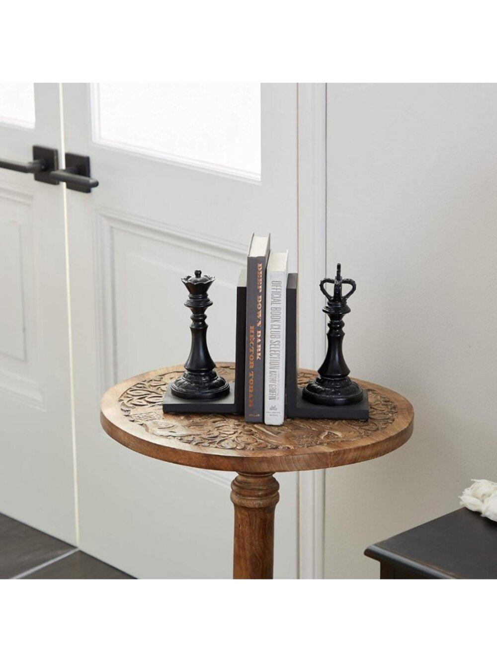 Elegant Chess Bookends Set of 2 - Non-Skid Polystone Decor for Office & Home